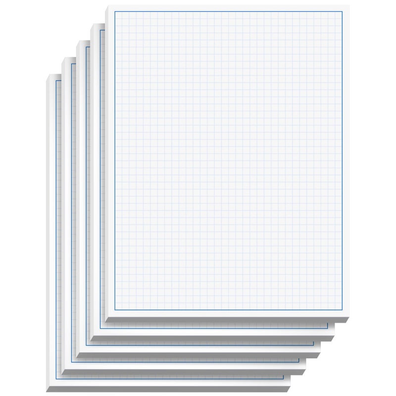 NextDayLabels Graph Paper Pad for Blueprint Drawings, Drafting, Engineering Drawing, and Planning - Graph Paper 8.5x11 Blueprint Quadrille Grid Paper Pads with Blue Lines, High Brightness 50 Sheets (5-Pack) - Image 1